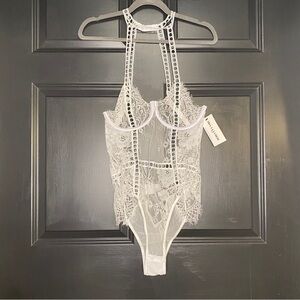 Oh La La Cheri Adelynn Lace Underwire Teddy NWT in Bright White Size XL